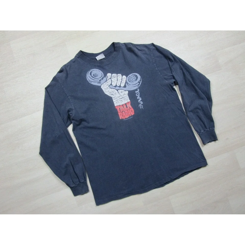 Vintage Movie Promo T Shirt Size (XL) Oliver Stone 1980's Talk Radio Long Sleeve